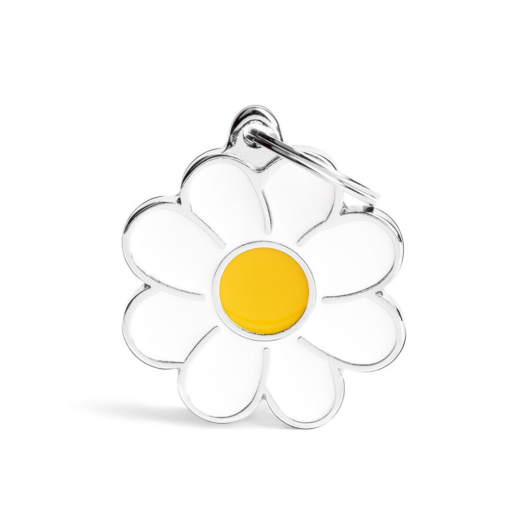 MyFamily ''Big Daisy'' enameled ID Tag in white 